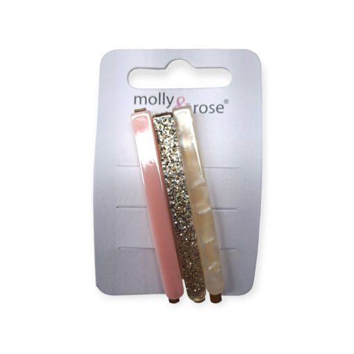 Picture of MOLLY&ROSE PASTEL HAIR SLIDES PEACH 3PK